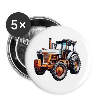 Tractor / Agriculture / Farmer / Field Work - Buttons small 1''/25 mm (5-pack) - white - Front