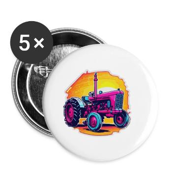 Tractor / Agriculture / Farmer / Field Work - Buttons small 1''/25 mm (5-pack) - white - Front