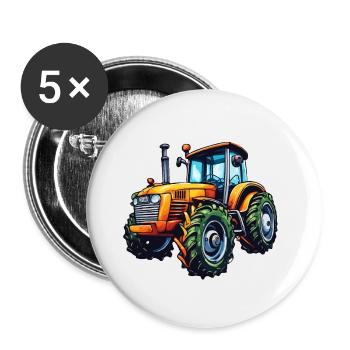 Tractor / Agriculture / Farmer / Field Work - Buttons small 1''/25 mm (5-pack) - white - Front