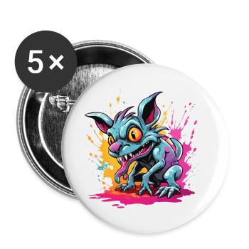 Chupacabra / Créature suceuse / Monstre /Espagne - Lot de 5 petits badges (25 mm) - blanc - Devant