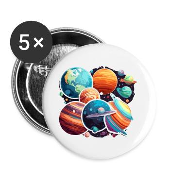 Planeten / Sonnensystem / Weltall / Galaxie - Buttons klein 25 mm (5er Pack) - Weiß - Vorne