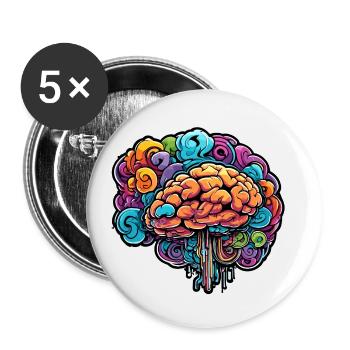 Brain / Knowledge / Intelligence / Clever / Thinking - Buttons small 1''/25 mm (5-pack) - white - Front