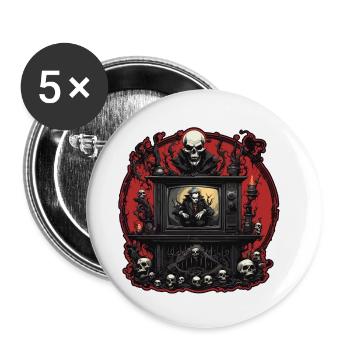 TV / Télévision / Analogique / Tube TV / Rétro - Lot de 5 petits badges (25 mm) - blanc - Devant