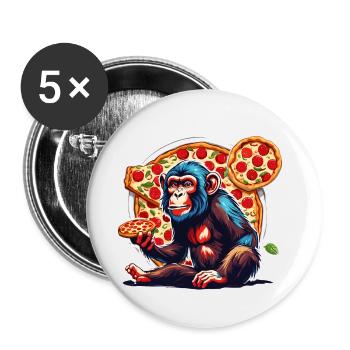 Pizza / Restauration rapide / Italienne / Margherita - Lot de 5 petits badges (25 mm) - blanc - Devant
