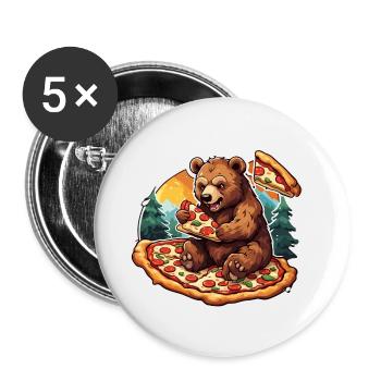 Pizza / Restauration rapide / Italienne / Margherita - Lot de 5 petits badges (25 mm) - blanc - Devant