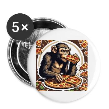 Pizza / Restauration rapide / Italienne / Margherita - Lot de 5 petits badges (25 mm) - blanc - Devant