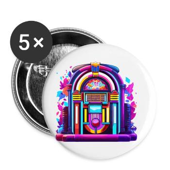 Jukebox / Musikautomat / Retro / 50er Jahre - Buttons klein 25 mm (5er Pack) - Weiß - Vorne