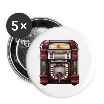 Jukebox / Musikautomat / Retro / 50er Jahre - Buttons klein 25 mm (5er Pack) - Weiß - Vorne