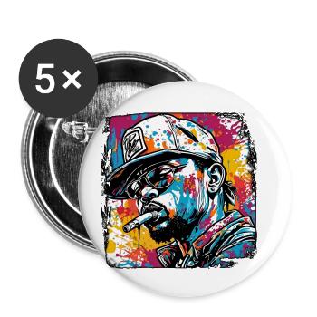 Rapper / Hip Hop / Song / Cool / Rhymes / Beat - Buttons small 1''/25 mm (5-pack) - white - Front