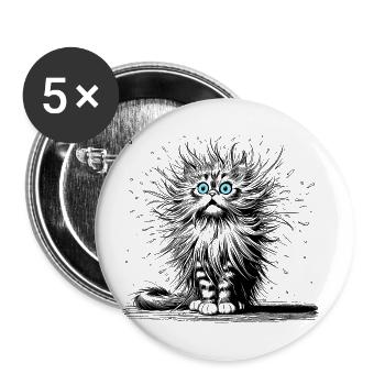 Katze witzig - Buttons klein 25 mm (5er Pack) - Weiß - Vorne