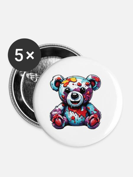 Teddybär / Kuscheltier / Stofftier / Geschenkidee - Buttons klein 25 mm (5er Pack) - Weiß