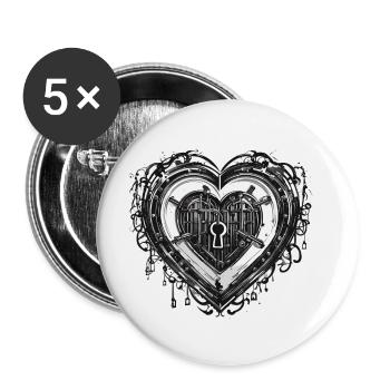 Shoulder Lock / Key / Heart Lock / Motif - Buttons small 1''/25 mm (5-pack) - white - Front