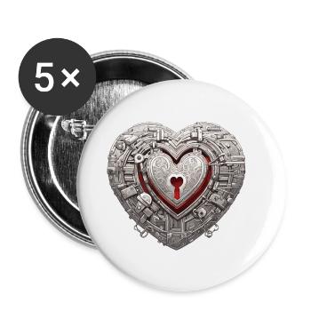 Shoulder Lock / Key / Heart Lock / Motif - Buttons small 1''/25 mm (5-pack) - white - Front