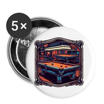 Billard / Boule de billard / 8 boules / billard / Kö - Lot de 5 petits badges (25 mm) - blanc - Devant