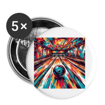 Bowling / Kegeln / Bowlingbahn / Pin / Strike - Buttons klein 25 mm (5er Pack) - Weiß - Vorne