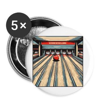 Bowling / Kegeln / Bowlingbahn / Pin / Strike - Buttons klein 25 mm (5er Pack) - Weiß - Vorne