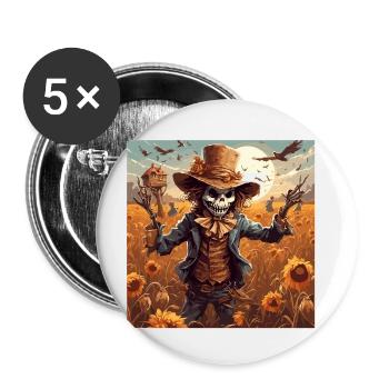 Scarecrow / Harvest Worker / Corn Field / Field - Buttons small 1''/25 mm (5-pack) - white - Front