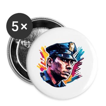 Police / Operations / Profession / Job / Emergency Forces - Buttons small 1''/25 mm (5-pack) - white - Front