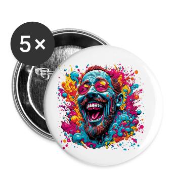 psychedelic / Goa / Hippie / Hallucination / Peace - Buttons small 1''/25 mm (5-pack) - white - Front