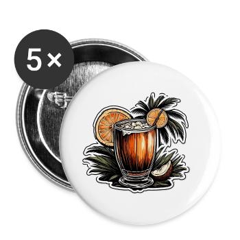 Cocktail / Bar / Mixage / Boisson / Exotique / Club - Lot de 5 petits badges (25 mm) - blanc - Devant