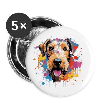 Wirehaired Fox Terrier - Buttons small 1''/25 mm (5-pack) - white - Front