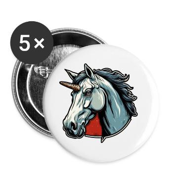 Unicorn / Mythical Creatures / Fairy Tale / Magic / Glitter - Buttons small 1''/25 mm (5-pack) - white - Front