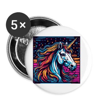 Unicorn / Mythical Creatures / Fairy Tale / Magic / Glitter - Buttons small 1''/25 mm (5-pack) - white - Front