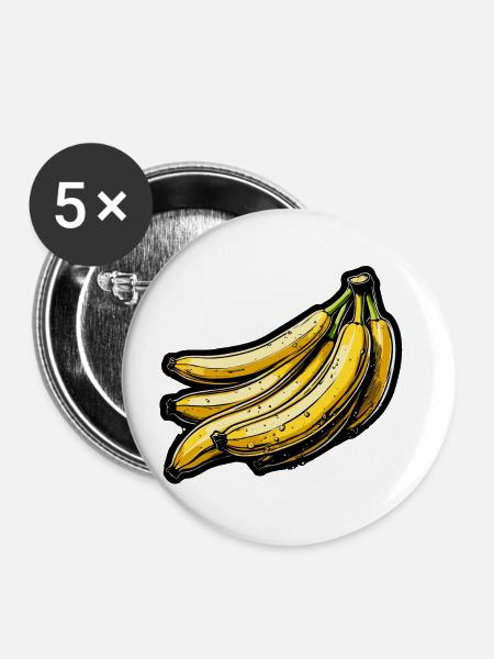Lebensmittel / Obst / Markt / Vitamine / Design - Buttons klein 25 mm (5er Pack) - Weiß