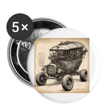 Bauplan / Sepia / Vintage / Retro / Auto - Buttons klein 25 mm (5er Pack) - Weiß - Vorne