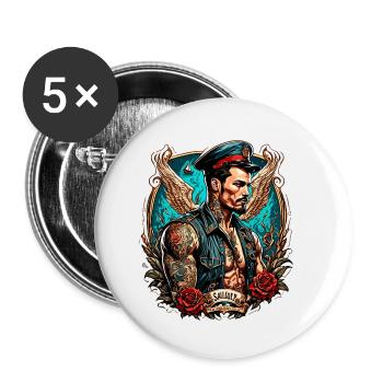 Matrose / Schiffsbesatzung / Decksmann / Anker - Buttons klein 25 mm (5er Pack) - Weiß - Vorne