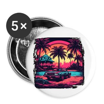 Strand / Insel / Urlaub / Sommer / Sonne / Meer - Buttons klein 25 mm (5er Pack) - Weiß - Vorne