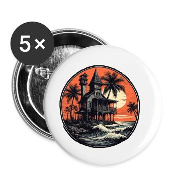 Strand / Insel / Urlaub / Sommer / Sonne / Meer - Buttons klein 25 mm (5er Pack) - Weiß - Vorne