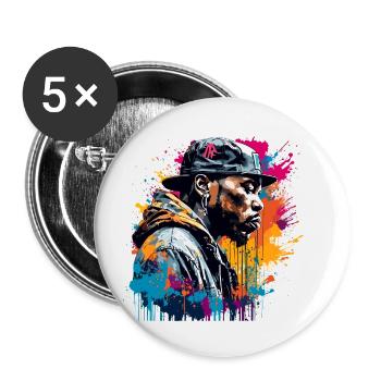 Rapper / Hip Hop / Song / Cool / Rhymes / Beat - Buttons small 1''/25 mm (5-pack) - white - Front
