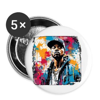 Rapper / Hip Hop / Song / Cool / Rhymes / Beat - Buttons small 1''/25 mm (5-pack) - white - Front