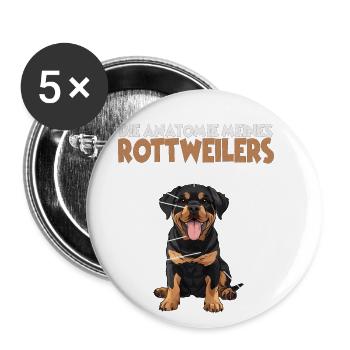 Drôle de Rottweiler T pour les promenades de chiens des propriétaires de chiens - Lot de 5 petits badges (25 mm) - blanc - Devant