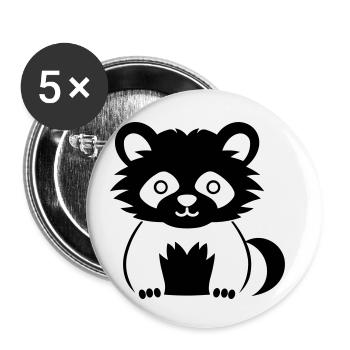 panda roux - Lot de 5 petits badges (25 mm) - blanc - Devant