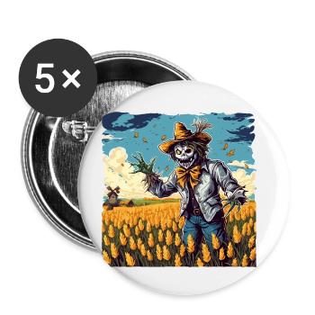 Scarecrow / Harvest Worker / Corn Field / Field - Buttons small 1''/25 mm (5-pack) - white - Front