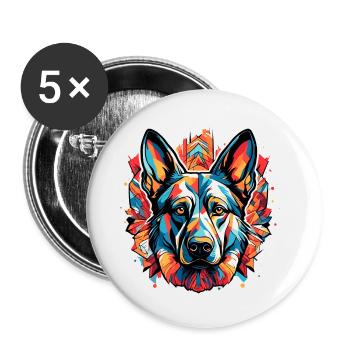 Dog / Animal / Pet / Furry / German Shepherd - Buttons small 1''/25 mm (5-pack) - white - Front