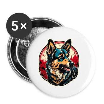 Dog / Animal / Pet / Furry / German Shepherd - Buttons small 1''/25 mm (5-pack) - white - Front