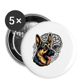 Dog / Animal / Pet / Furry / German Shepherd - Buttons small 1''/25 mm (5-pack) - white - Front