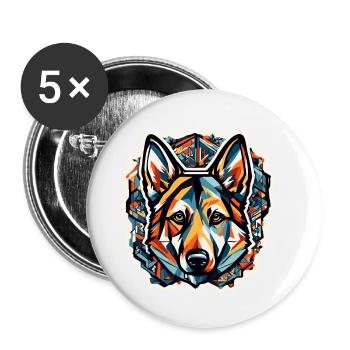 Dog / Animal / Pet / Furry / German Shepherd - Buttons small 1''/25 mm (5-pack) - white - Front