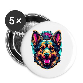 Dog / Animal / Pet / Furry / German Shepherd - Buttons small 1''/25 mm (5-pack) - white - Front