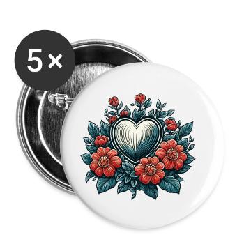 Heart / Mother's Day / Love / Holidays / Love - Buttons small 1''/25 mm (5-pack) - white - Front