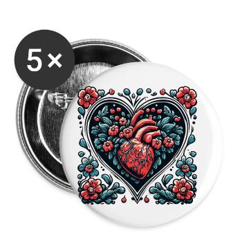 Heart / Mother's Day / Love / Holidays / Love - Buttons small 1''/25 mm (5-pack) - white - Front
