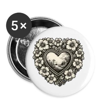 Heart / Mother's Day / Love / Holidays / Love - Buttons small 1''/25 mm (5-pack) - white - Front