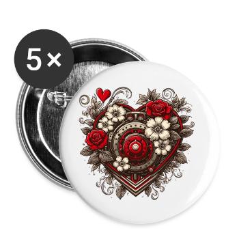 Heart / Mother's Day / Love / Holidays / Love - Buttons small 1''/25 mm (5-pack) - white - Front