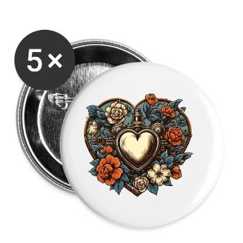 Heart / Mother's Day / Love / Holidays / Love - Buttons small 1''/25 mm (5-pack) - white - Front