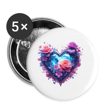 Heart / Mother's Day / Love / Holidays / Love - Buttons small 1''/25 mm (5-pack) - white - Front