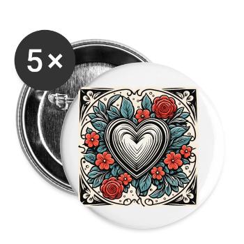 Heart / Mother's Day / Love / Holidays / Love - Buttons small 1''/25 mm (5-pack) - white - Front