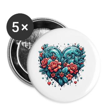 Heart / Mother's Day / Love / Holidays / Love - Buttons small 1''/25 mm (5-pack) - white - Front